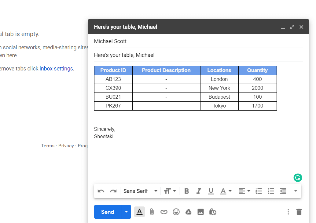 How to Insert Excel Table in Gmail with Borders [StepByStep]