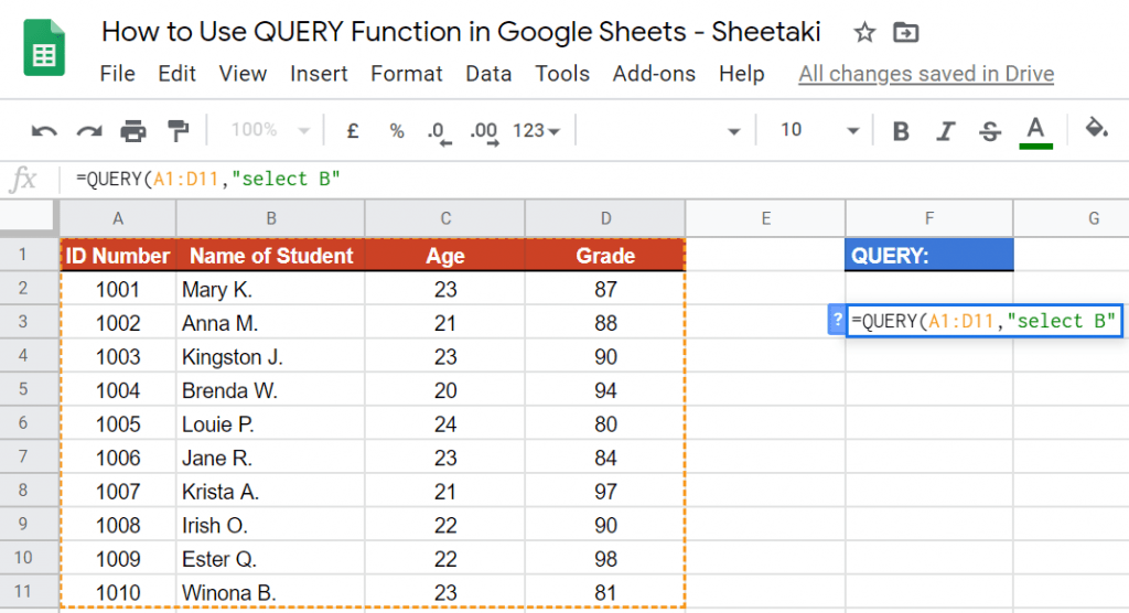 How To Use QUERY Function In Google Sheets Step By Step 