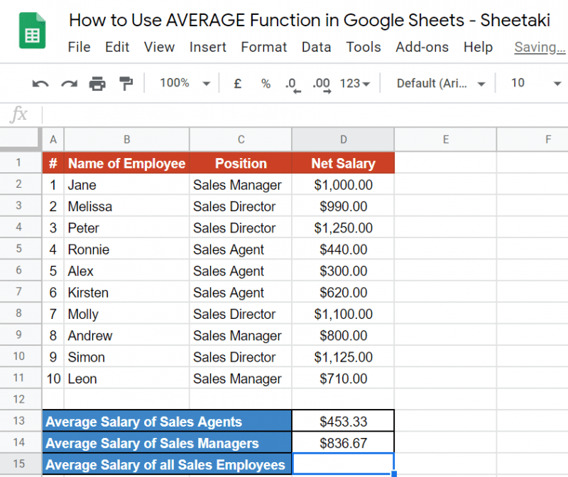 How to Use AVERAGE Function in Google Sheets [Step-By-Step]