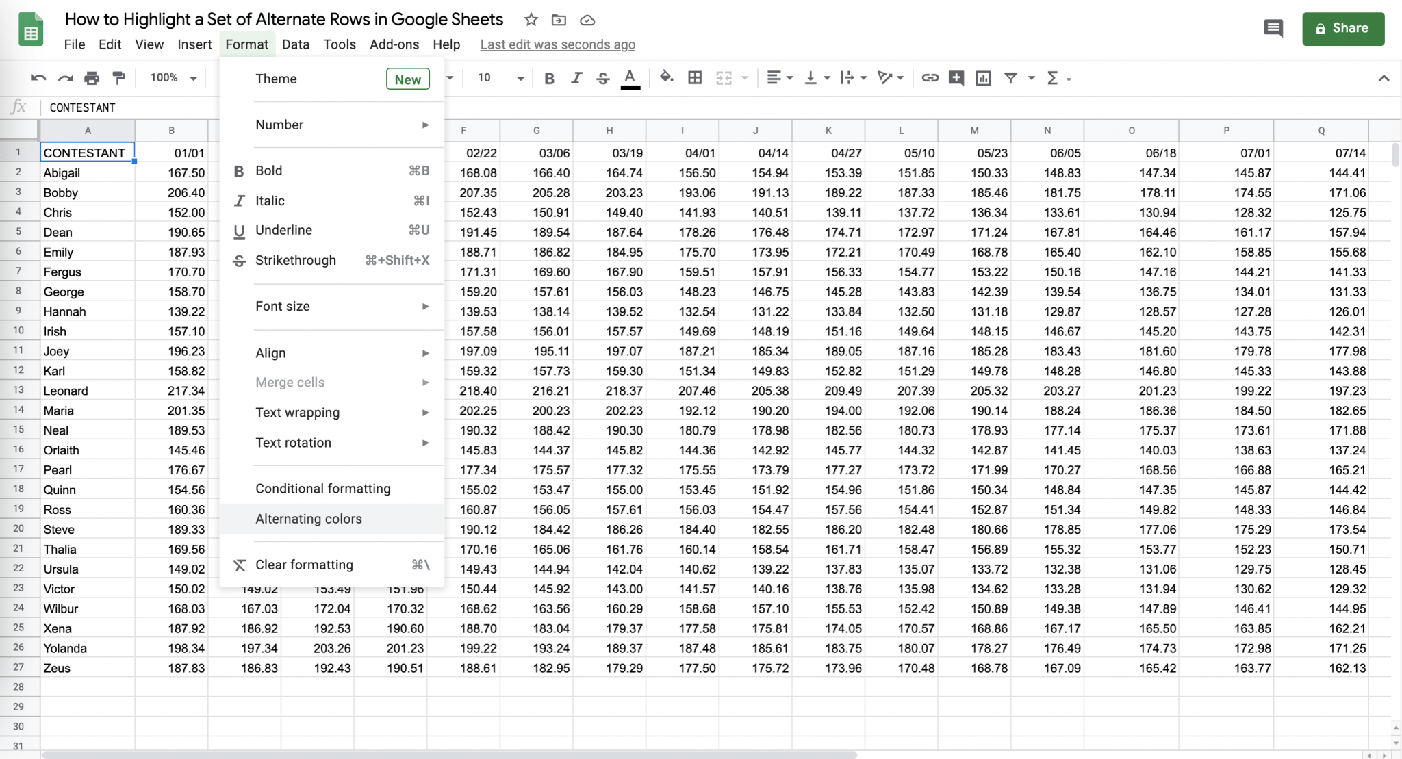 how to select rows in google sheets