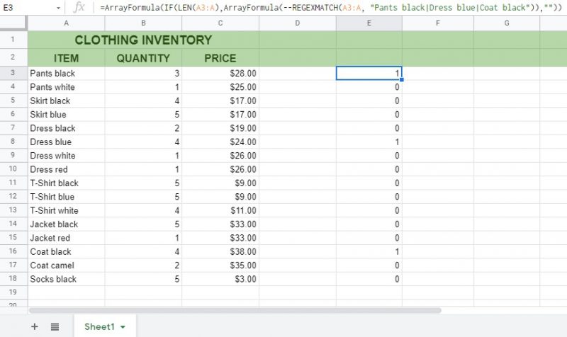 How To Match Multiple Values In A Column In Google Sheets