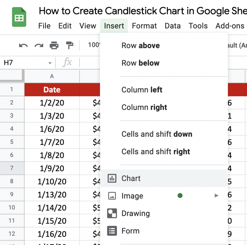 How to Create Candlestick Chart in Google Sheets Sheetaki