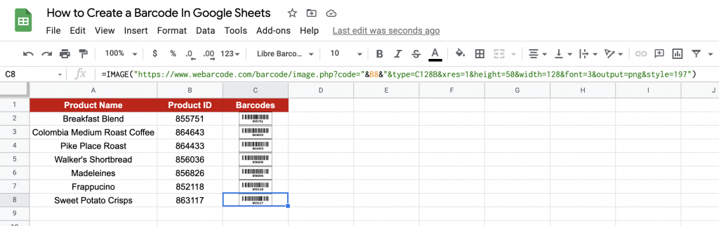 How to Create Barcode in Google Sheets: Step-By-Step - Sheetaki