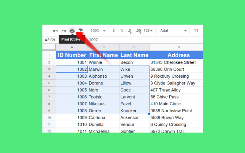 How to Set Print Area in Google Sheets