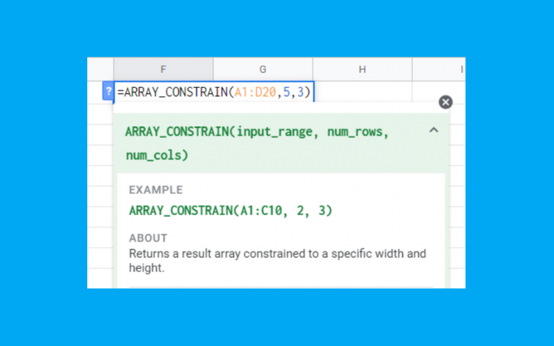 How to Use ARRAY CONSTRAIN Function in Google Sheets