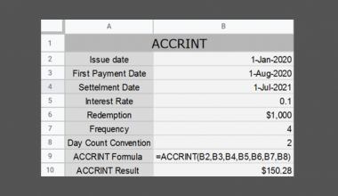 ACCRINT Function in Google Sheets
