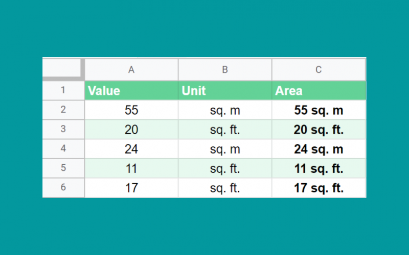 Using CONCATENATE to append text to each cell in a column