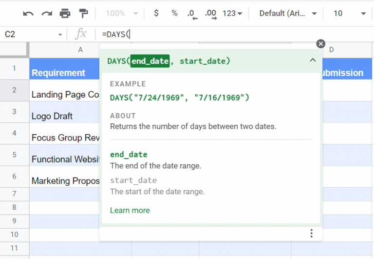 How To Use DAYS Function in Google Sheets Sheetaki