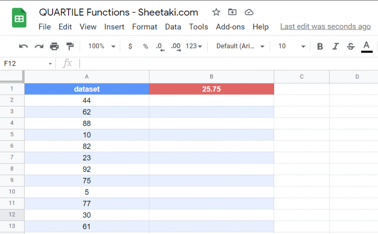 How To Find Quartiles in Google Sheets - Sheetaki