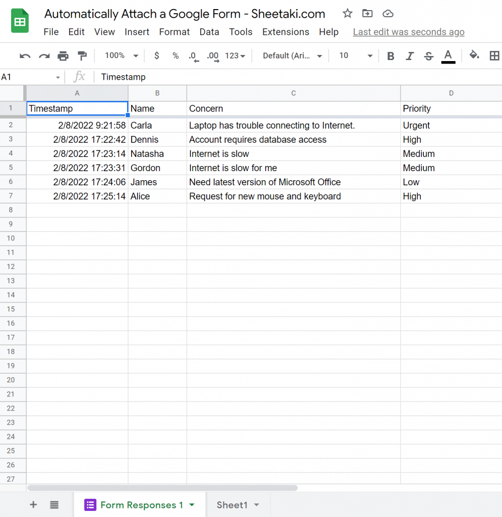 How to Automatically Attach a Google Form in Google Sheets Sheetaki