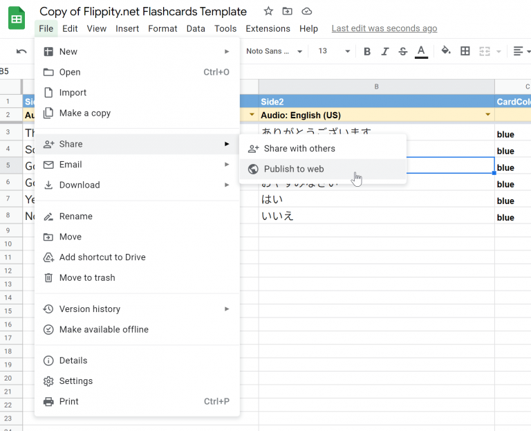How to Create Flashcards in Google Sheets - Sheetaki
