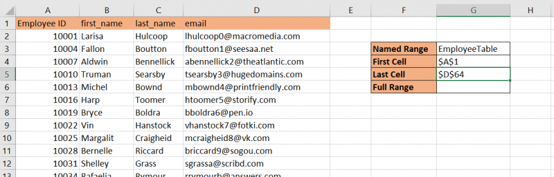 How to Get Address of Named Range in Excel