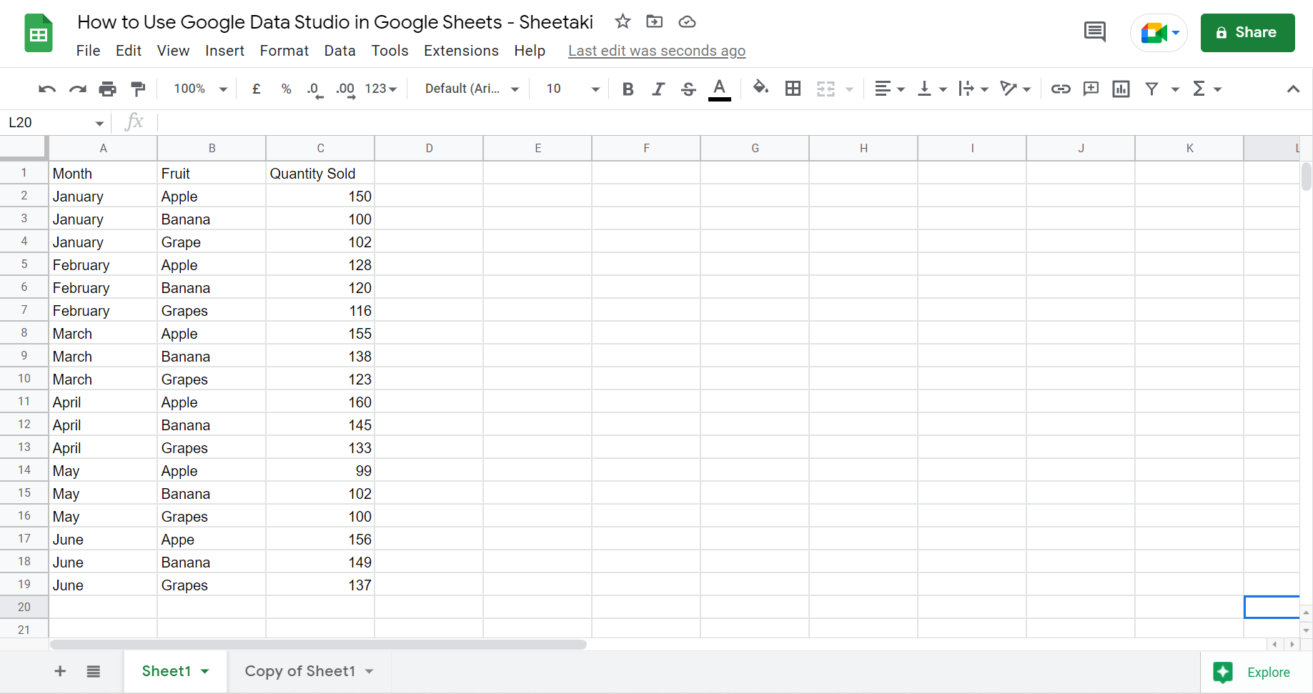 Sample Data Source for Google Data Studio
