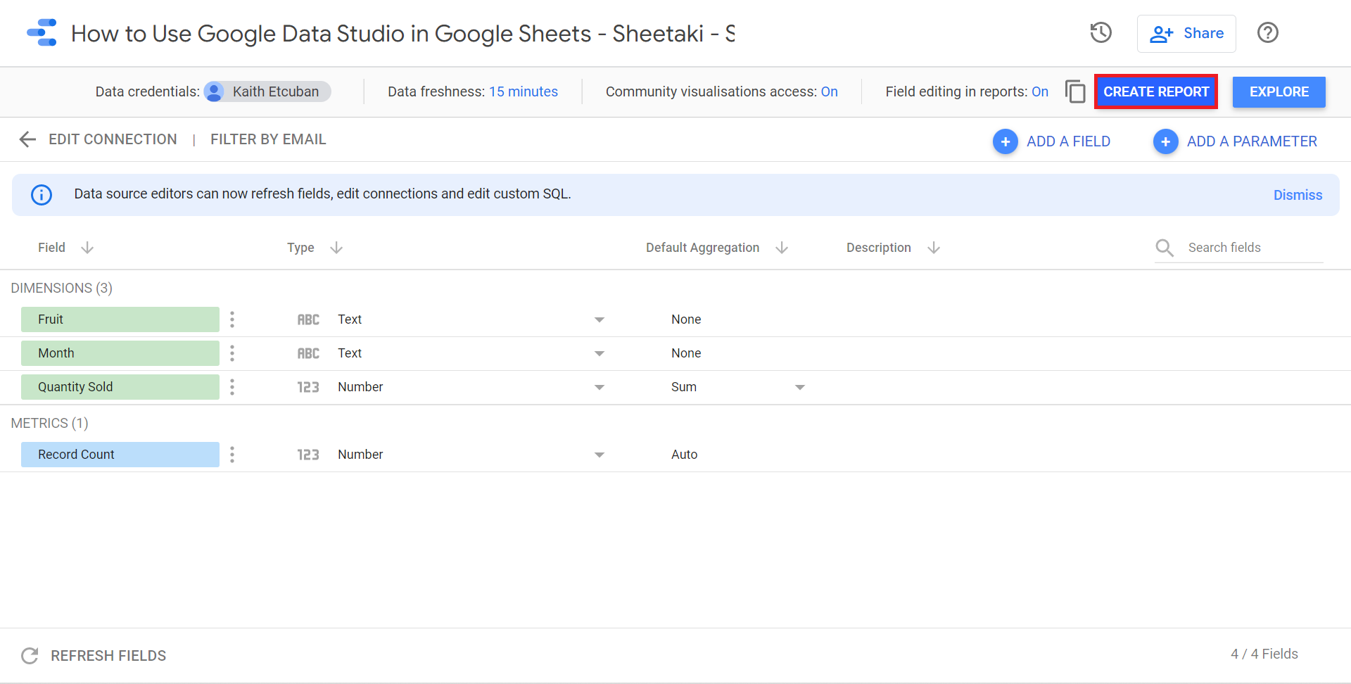 Google Data Studio in Google Sheets