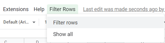 Filter Rows Custom Menu