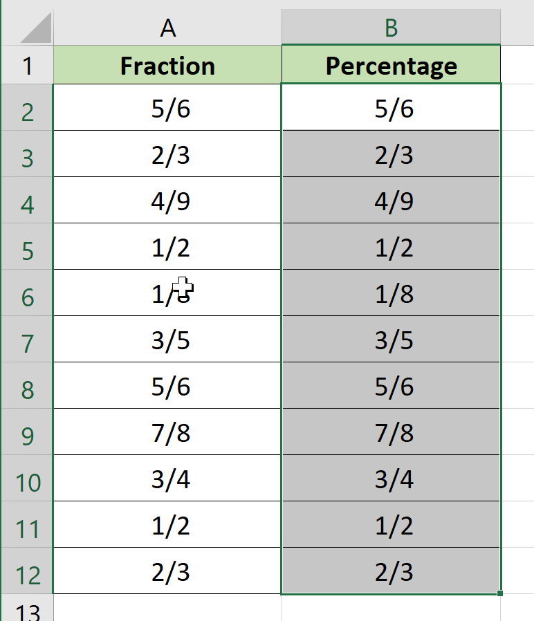 select cell range with fractions you want to convert