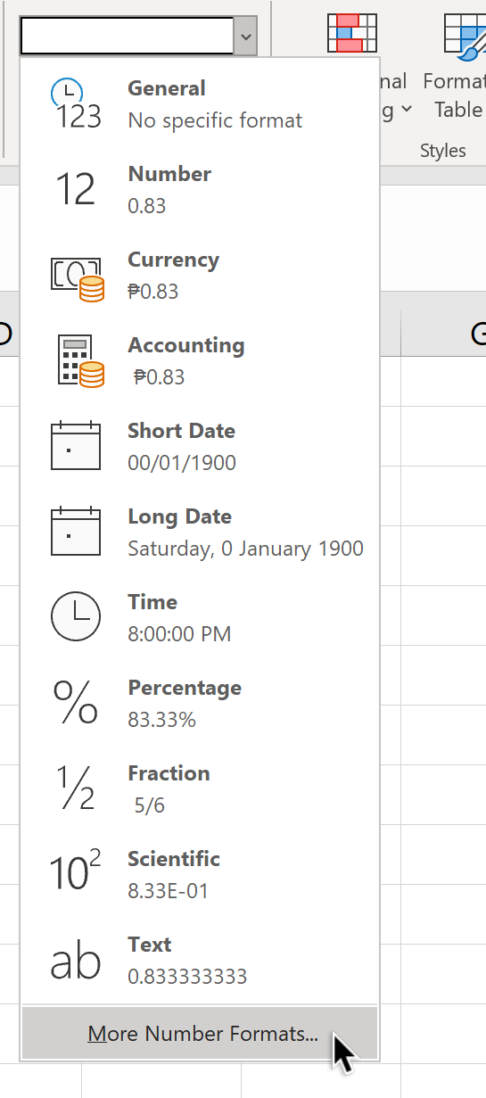 alternatively look for more number formats