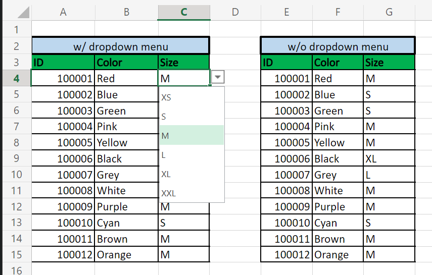 remove drop-down list in Excel