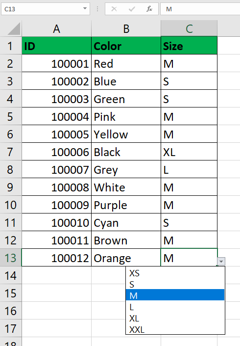 select range with drop-down validation