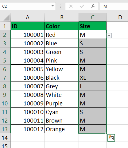 select range with dropdown