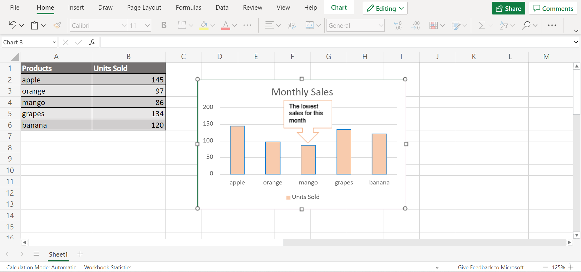 Add Comment to Data Point on Chart in Excel