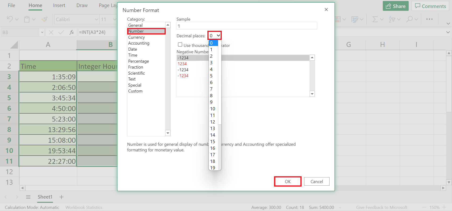 Removing the decimal places