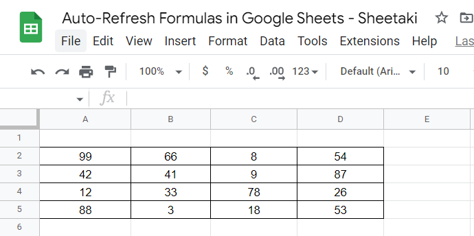 Using the auto-refresh setting in Google Sheets