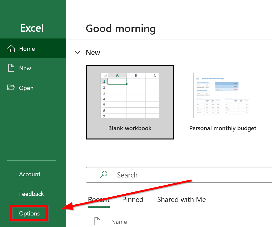 enable macros in Excel by opening the Options menu