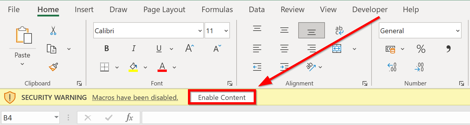 enable content when opening a document with a macro