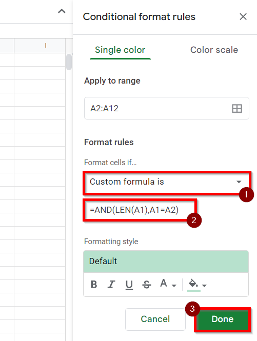 add custom formula to highlight duplicate adjacent values