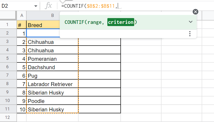 add text range as first argument to rank text uniquely in Google Sheets
