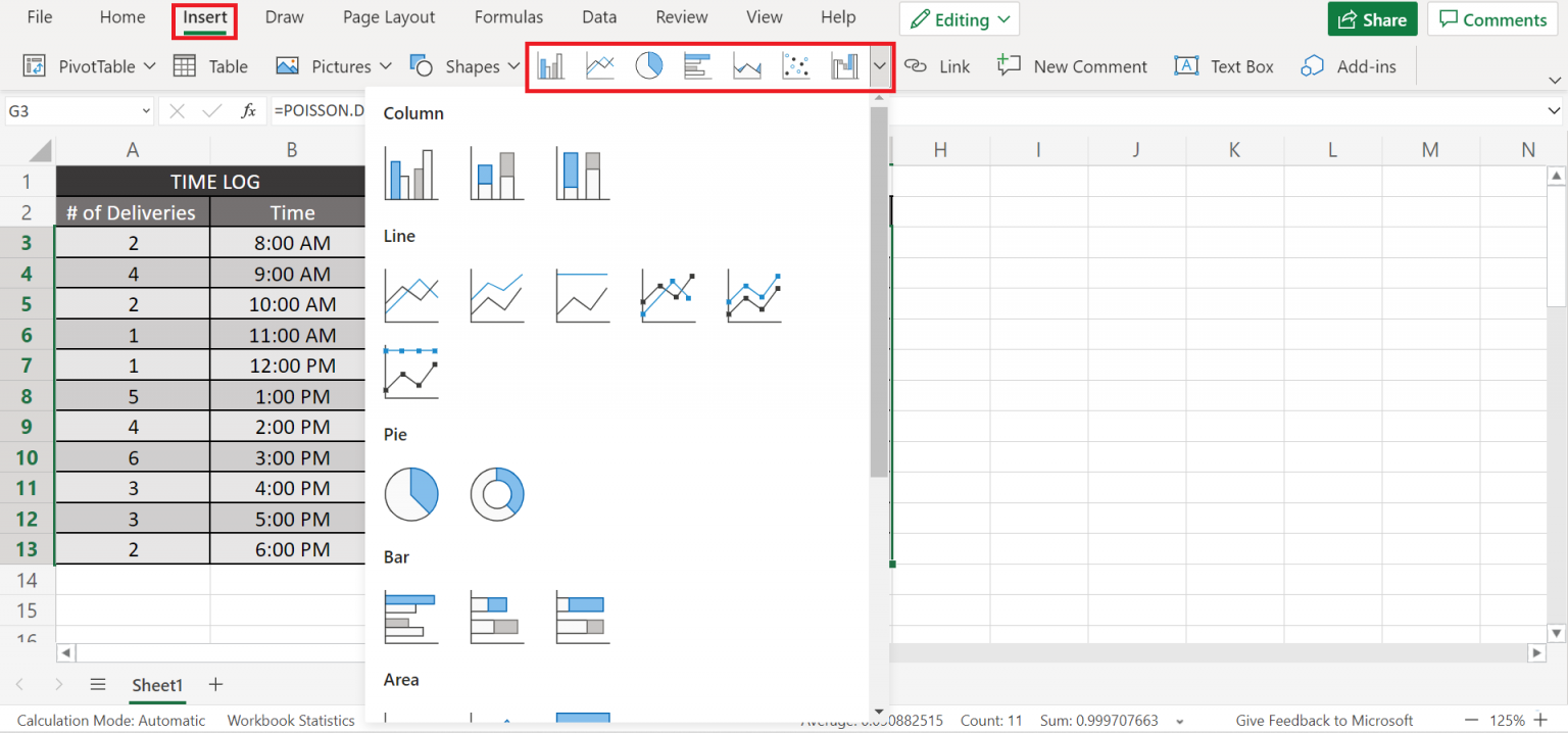 How to Plot Poisson Distribution in Excel Sheetaki