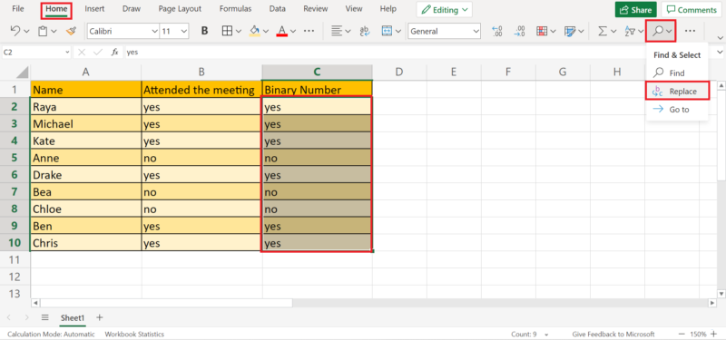 How to Make Yes 1 and No 0 in Excel - Sheetaki