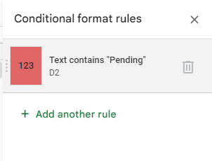 Applying a conditional format rule