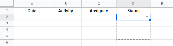 Using the auto-fill feature to finalize the Status column of the Kanban board