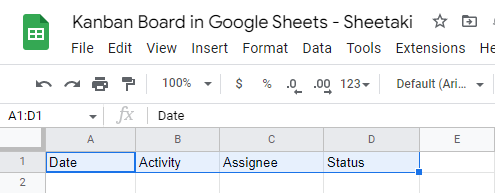 Specify the headers of your Kanban board