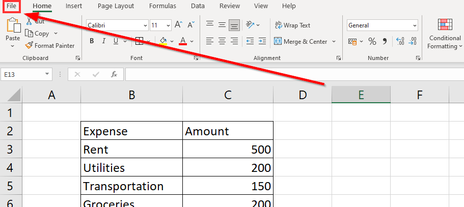 go to File tab to fix circular references in Excel