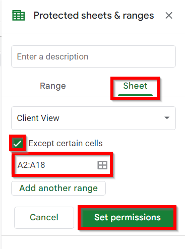 order tracker sheet in Google Sheets with permisisons