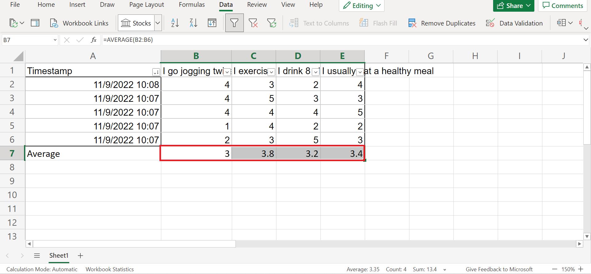 Analyze Quantitative Data in Excel