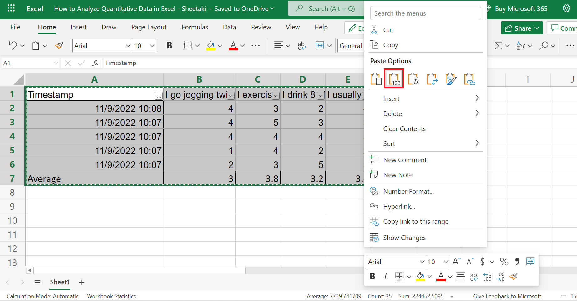 Analyze Quantitative Data in Excel