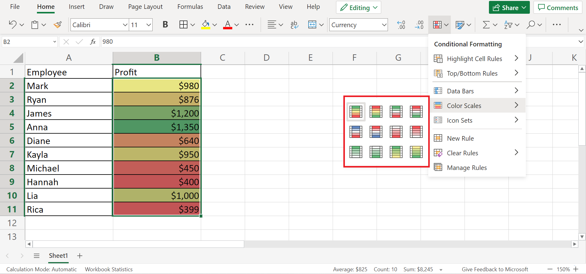 Choosing a color scale design