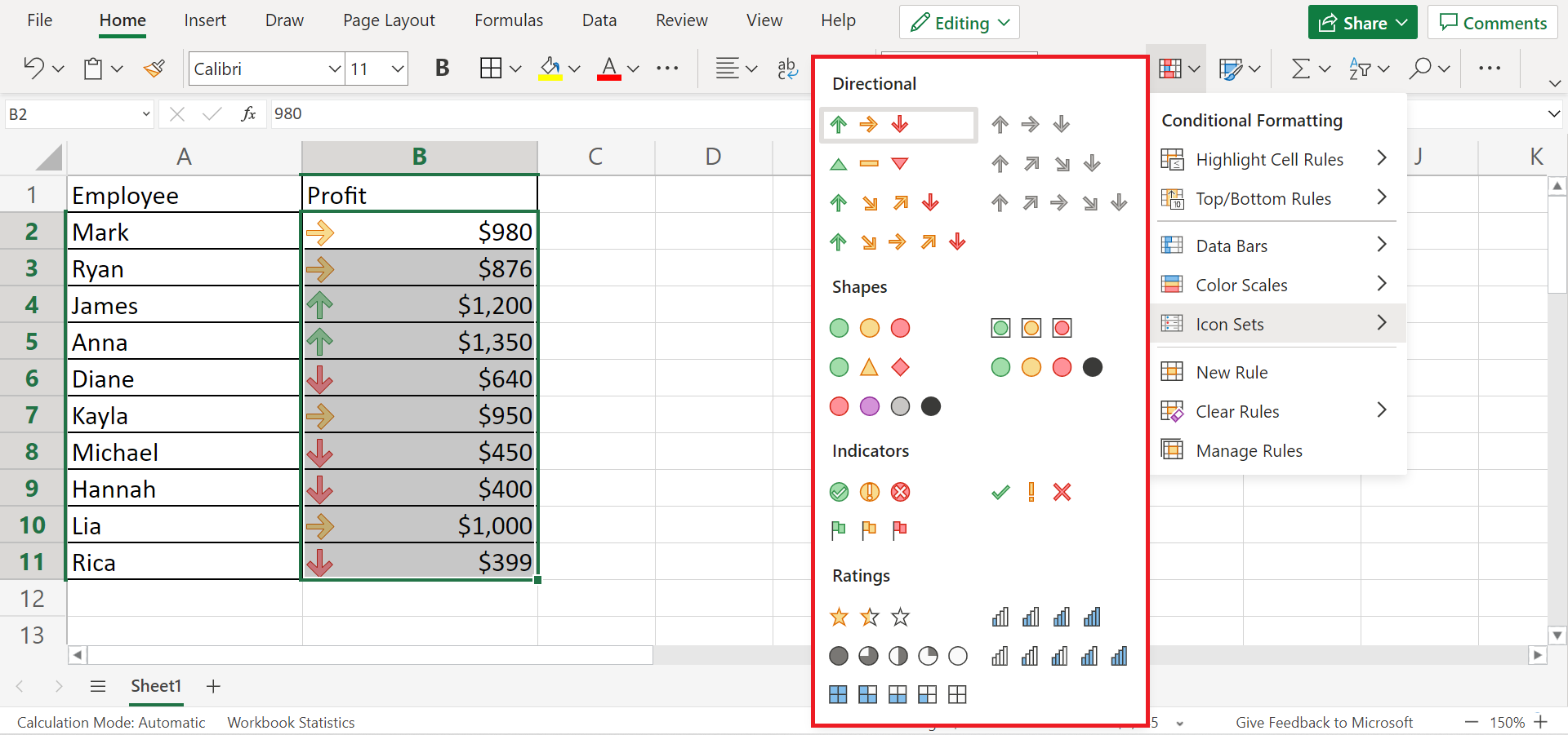 Apply Different Types of Conditional Formatting in Excel