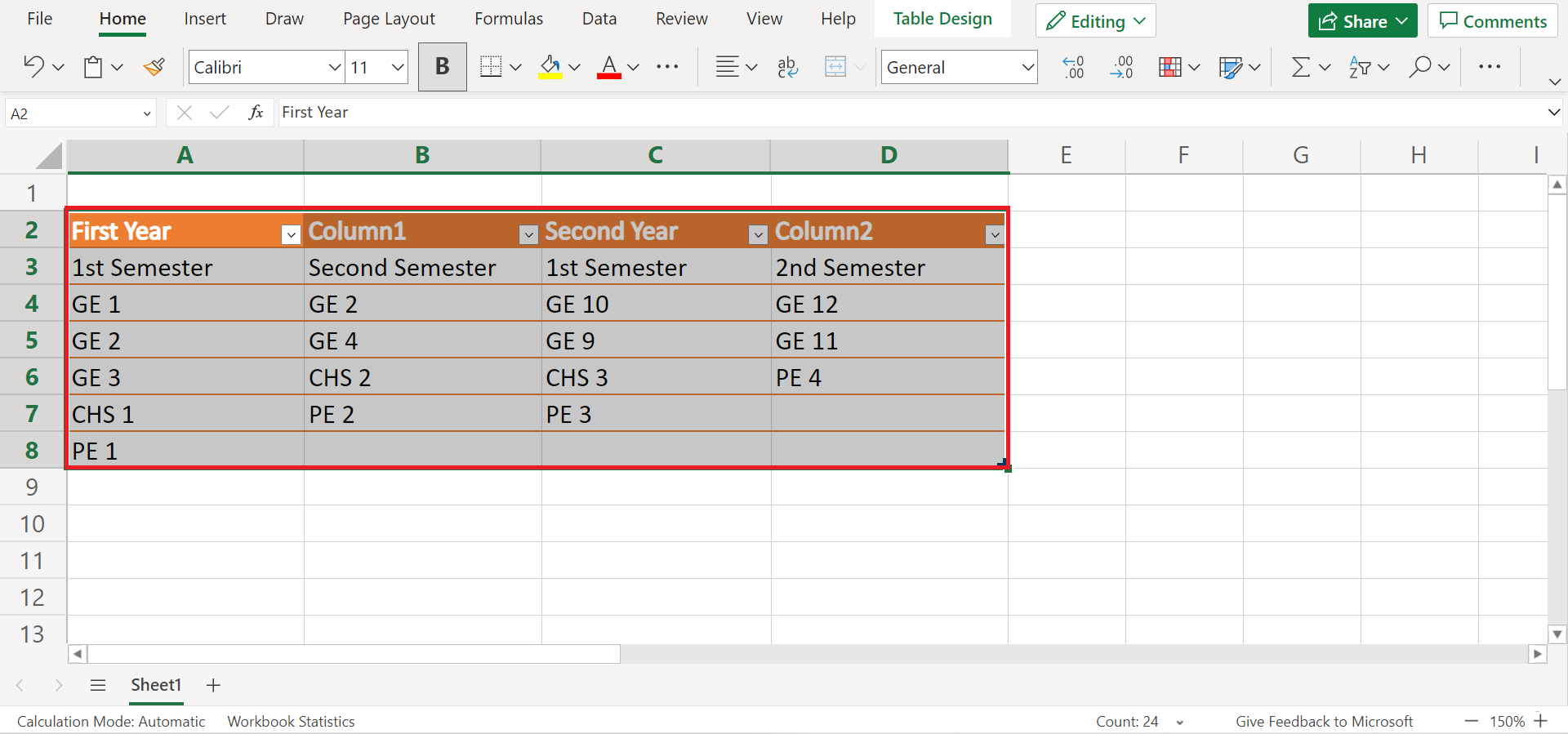 Selecting the entire table
