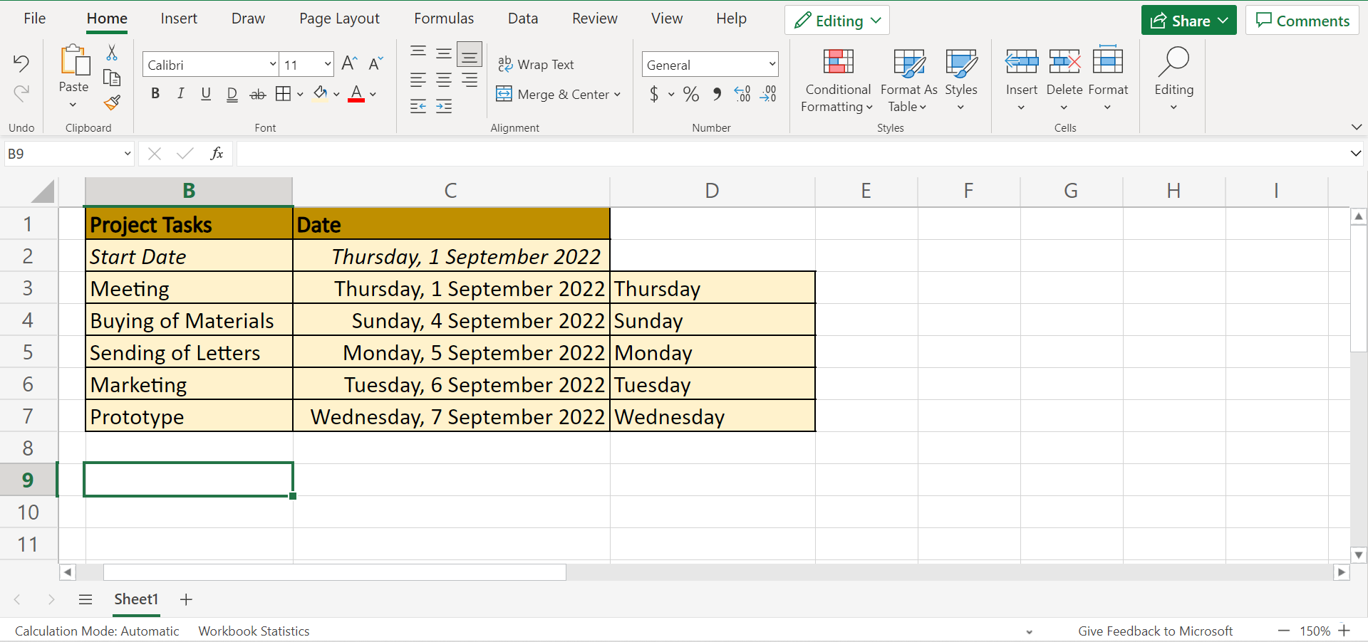 AutoFill Only Weekday Dates in Excel