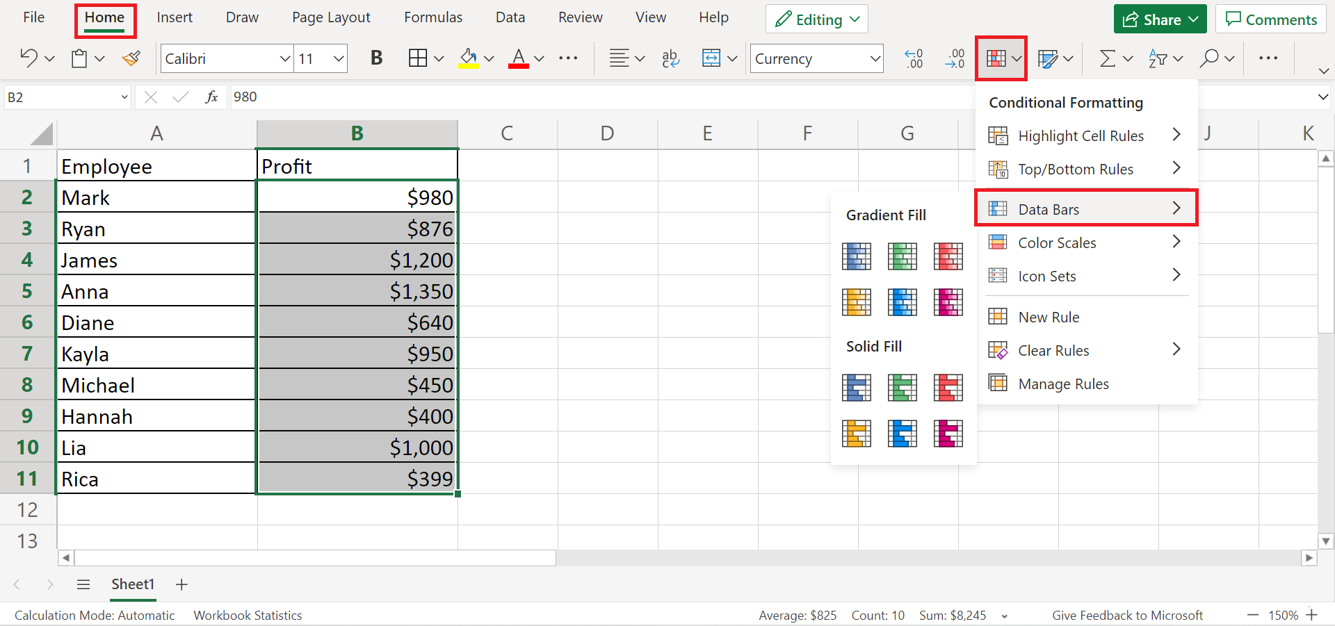 Apply Different Types of Conditional Formatting in Excel