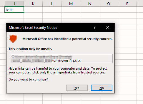 external links in Excel are a security concern