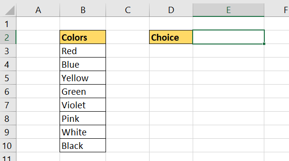 select cell for drop-down list