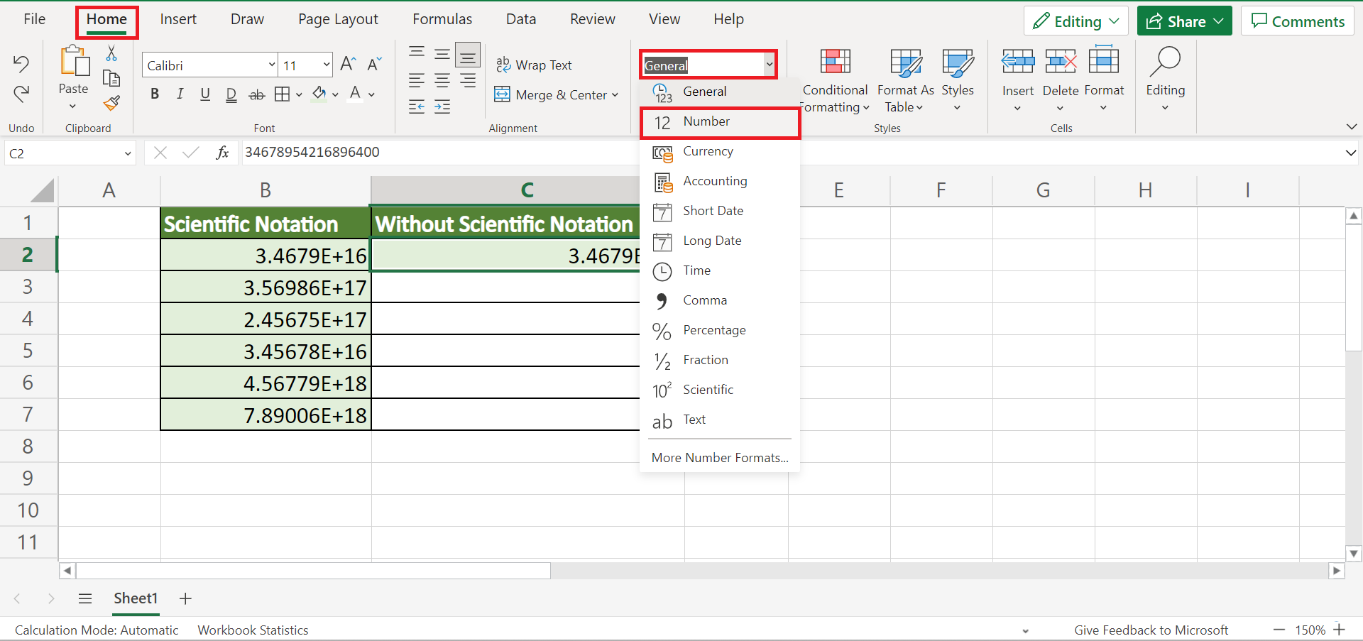 Get Rid of Scientific Notation in Excel