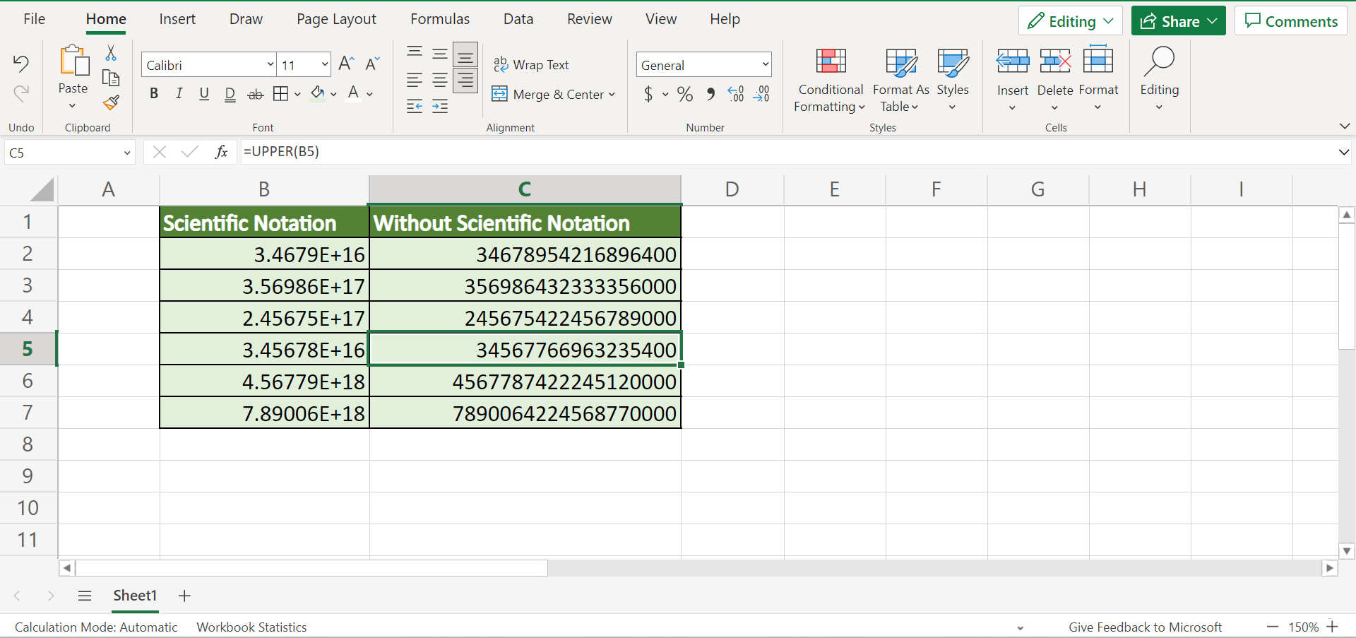 Get Rid of Scientific Notation in Excel