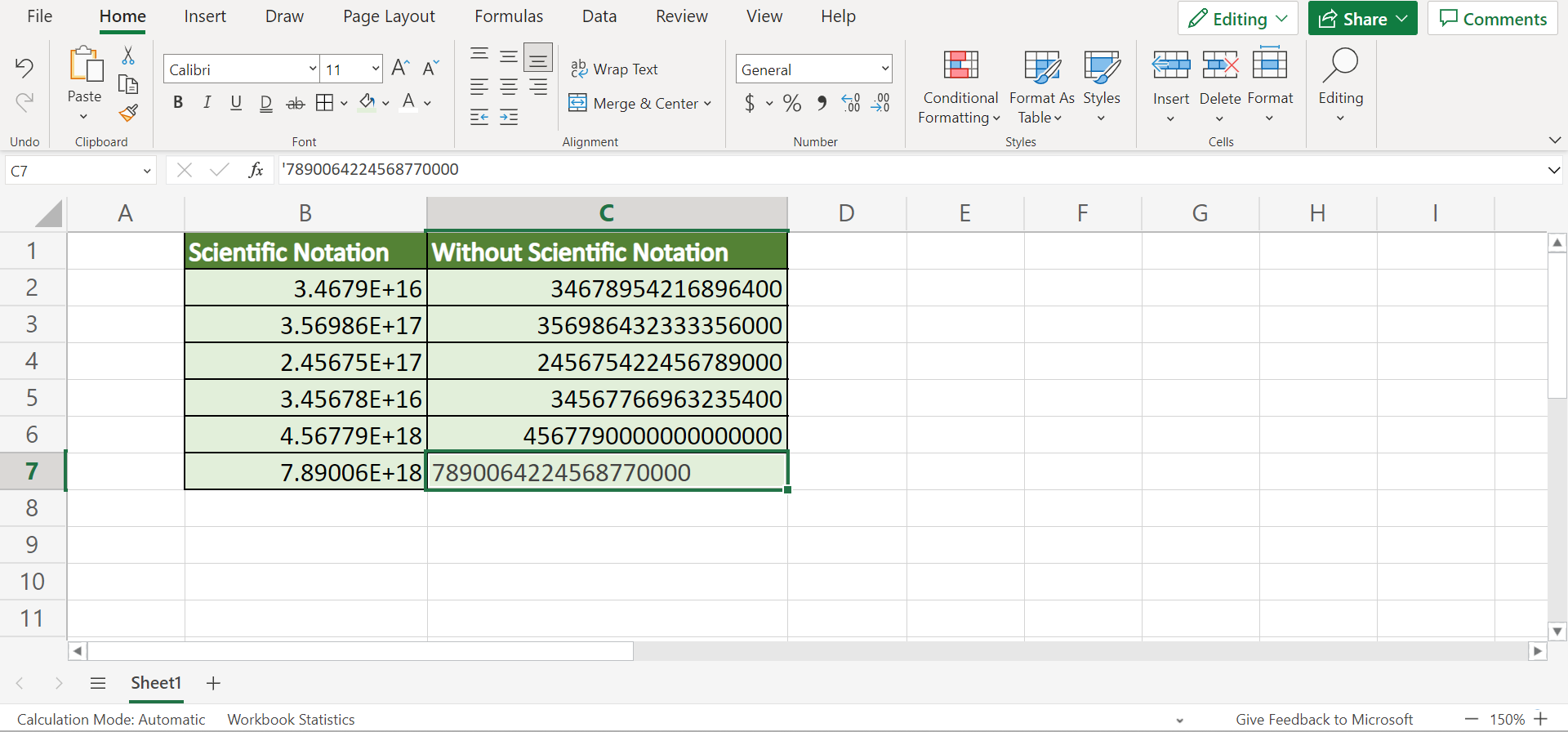 Get Rid of Scientific Notation in Excel